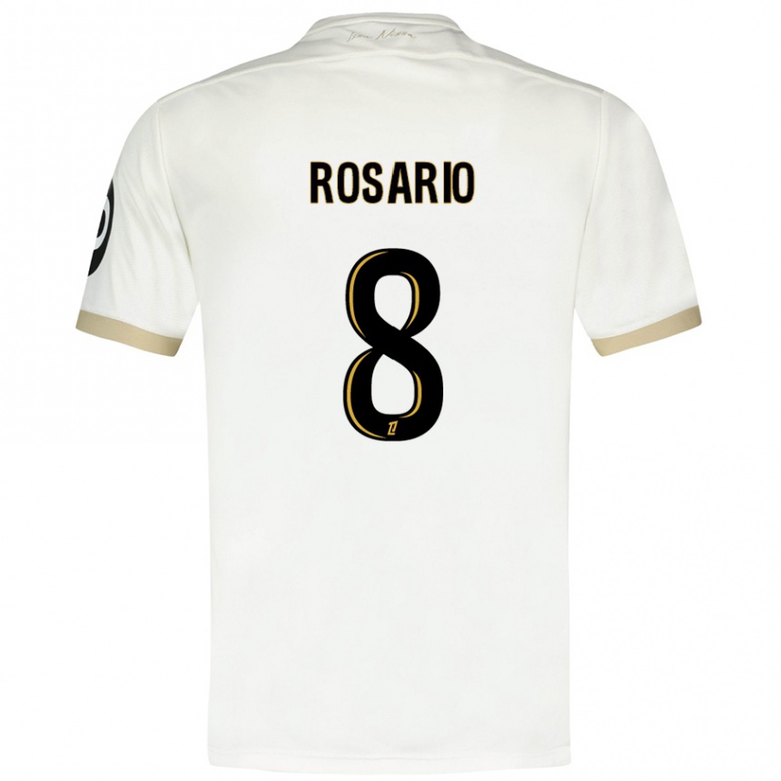 Niño Fútbol Camiseta Pablo Rosario #8 Blanco Dorado 2ª Equipación 2024/25 Argentina