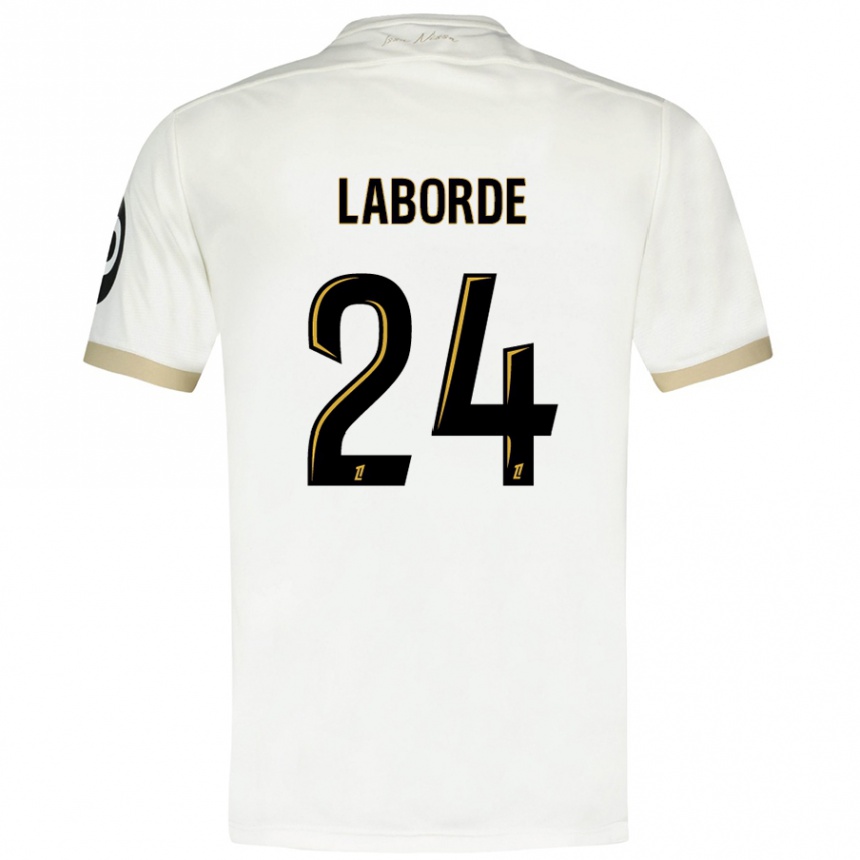 Niño Fútbol Camiseta Gaëtan Laborde #24 Blanco Dorado 2ª Equipación 2024/25 Argentina