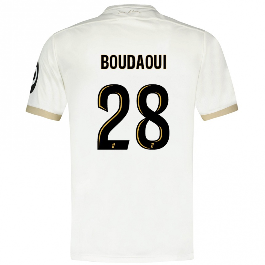 Niño Fútbol Camiseta Hicham Boudaoui #28 Blanco Dorado 2ª Equipación 2024/25 Argentina