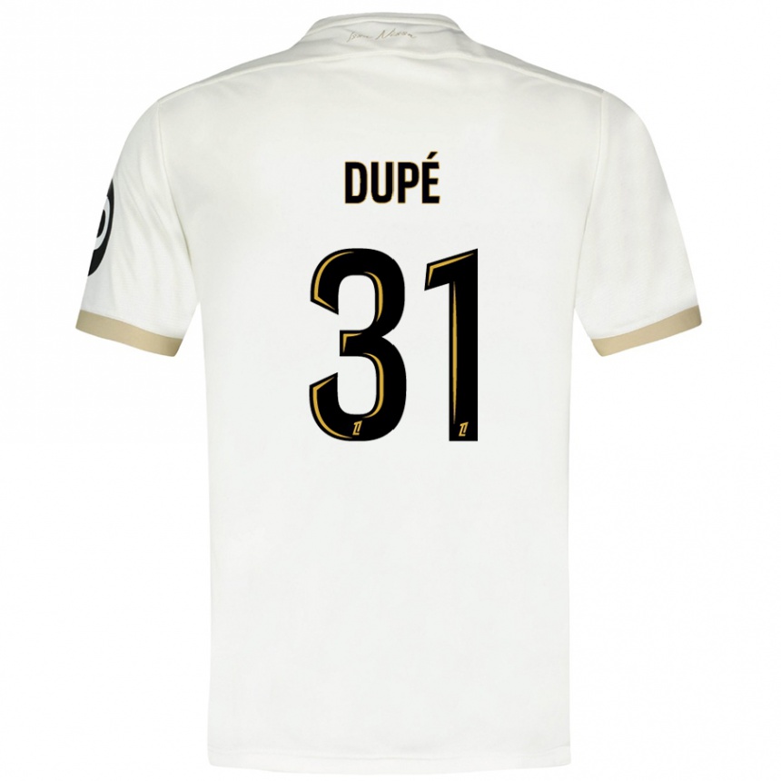 Niño Fútbol Camiseta Maxime Dupé #31 Blanco Dorado 2ª Equipación 2024/25 Argentina