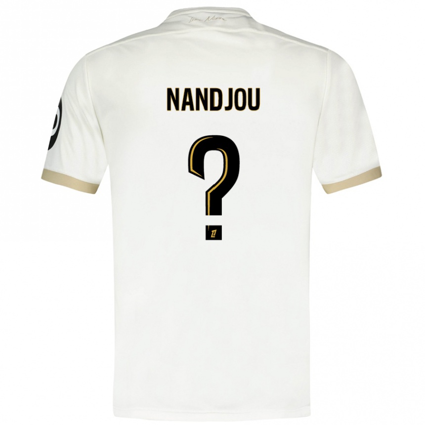 Niño Fútbol Camiseta Yaël Nandjou #0 Blanco Dorado 2ª Equipación 2024/25 Argentina