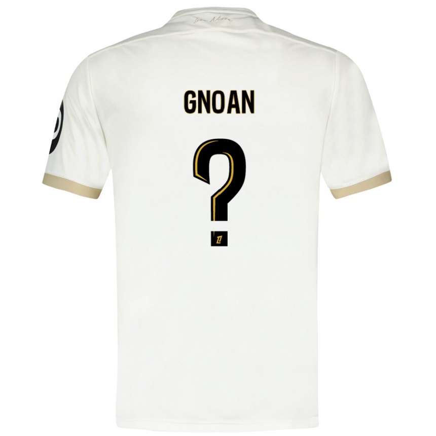 Niño Fútbol Camiseta Ebroni Gnoan #0 Blanco Dorado 2ª Equipación 2024/25 Argentina