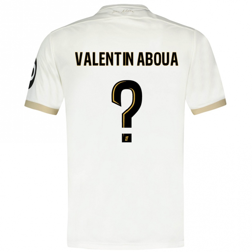 Niño Fútbol Camiseta Louis Valentin Aboua #0 Blanco Dorado 2ª Equipación 2024/25 Argentina