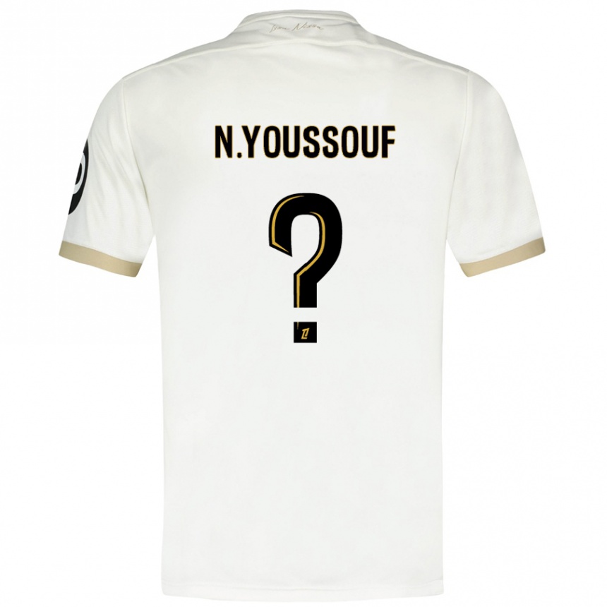 Niño Fútbol Camiseta Naké Youssouf #0 Blanco Dorado 2ª Equipación 2024/25 Argentina