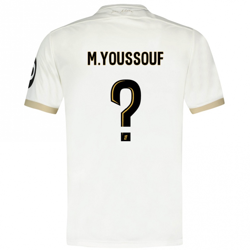 Niño Fútbol Camiseta Mousslim Youssouf #0 Blanco Dorado 2ª Equipación 2024/25 Argentina