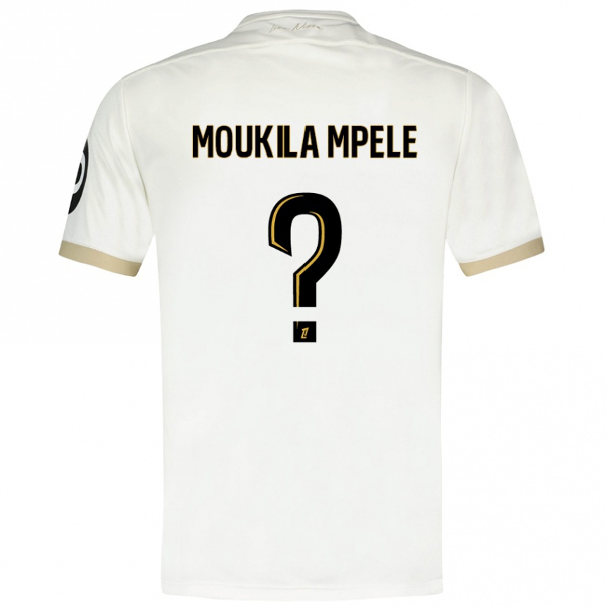 Niño Fútbol Camiseta Beny Moukila Mpele #0 Blanco Dorado 2ª Equipación 2024/25 Argentina