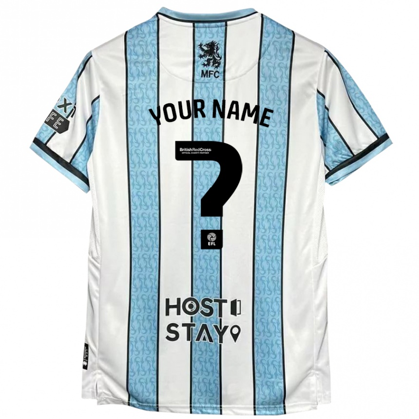 Niño Fútbol Camiseta Su Nombre #0 Blanco Azul 2ª Equipación 2024/25 Argentina