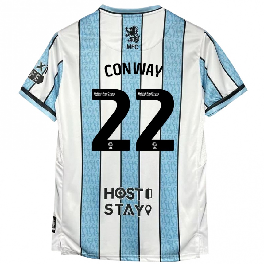 Niño Fútbol Camiseta Tommy Conway #22 Blanco Azul 2ª Equipación 2024/25 Argentina