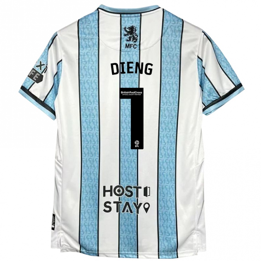 Niño Fútbol Camiseta Seny Dieng #1 Blanco Azul 2ª Equipación 2024/25 Argentina