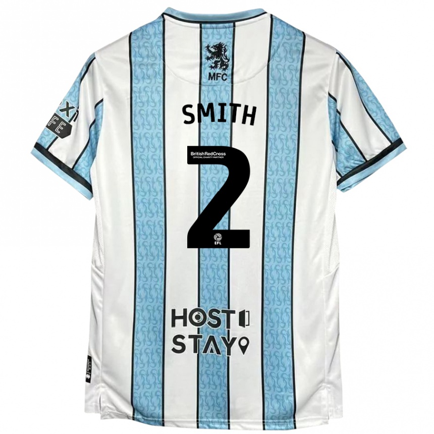 Niño Fútbol Camiseta Tommy Smith #2 Blanco Azul 2ª Equipación 2024/25 Argentina