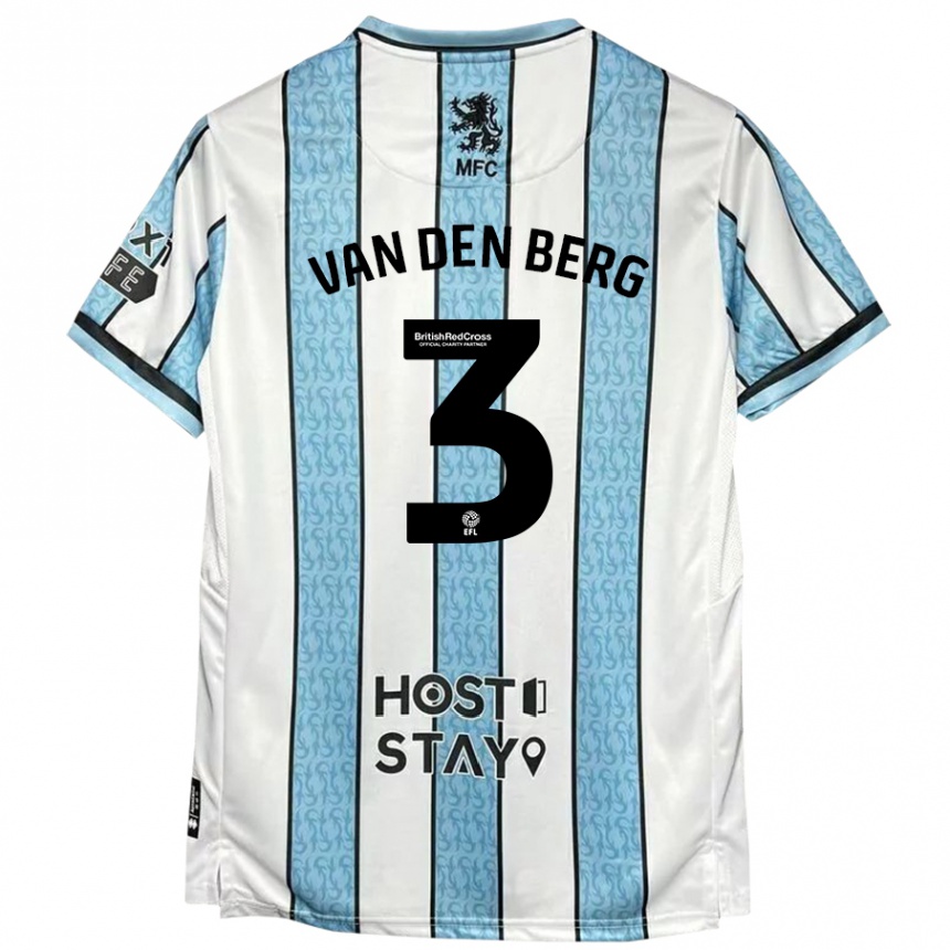 Niño Fútbol Camiseta Rav Van Den Berg #3 Blanco Azul 2ª Equipación 2024/25 Argentina