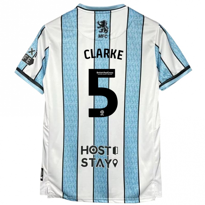 Niño Fútbol Camiseta Matt Clarke #5 Blanco Azul 2ª Equipación 2024/25 Argentina