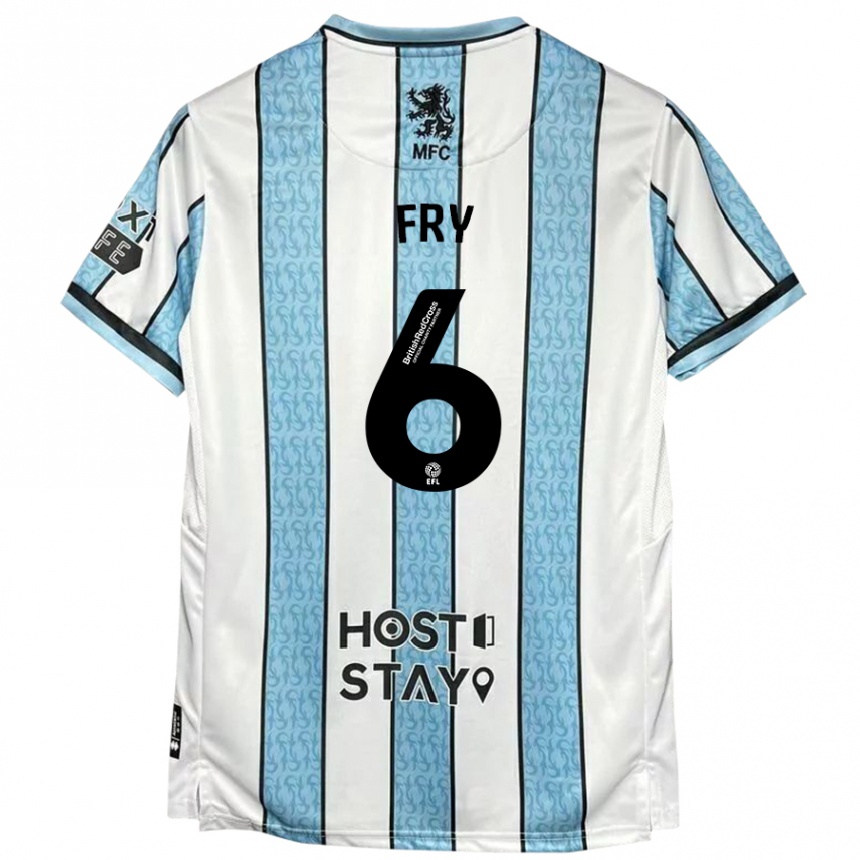 Niño Fútbol Camiseta Dael Fry #6 Blanco Azul 2ª Equipación 2024/25 Argentina