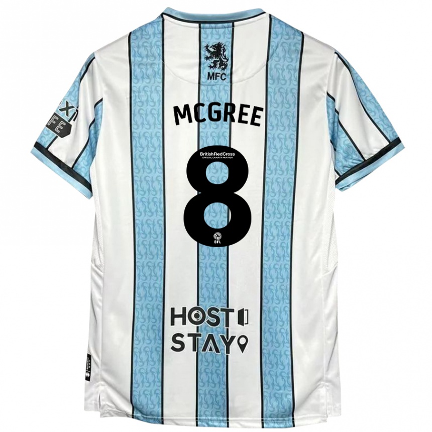 Niño Fútbol Camiseta Riley Mcgree #8 Blanco Azul 2ª Equipación 2024/25 Argentina