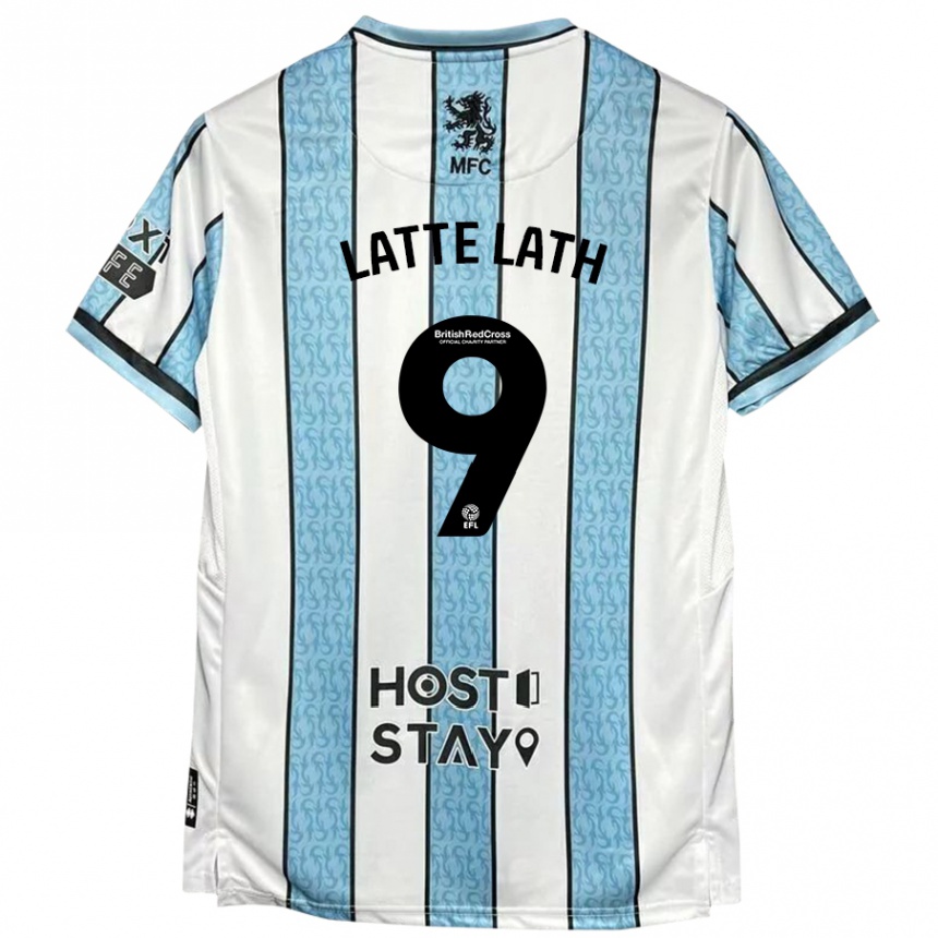 Niño Fútbol Camiseta Emmanuel Latte Lath #9 Blanco Azul 2ª Equipación 2024/25 Argentina