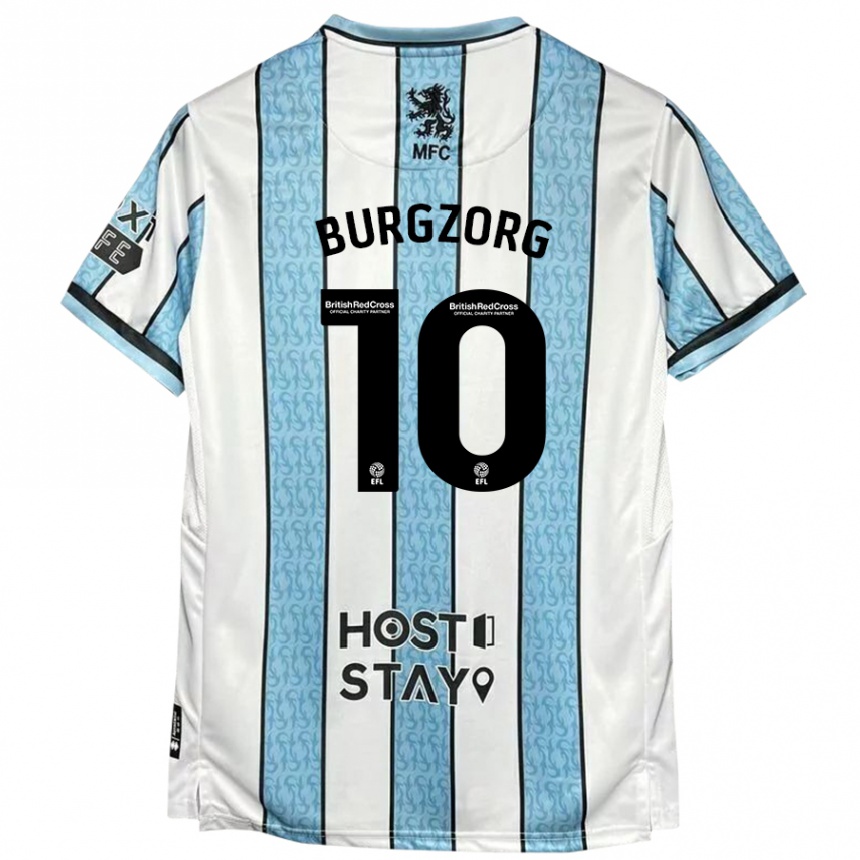 Niño Fútbol Camiseta Delano Burgzorg #10 Blanco Azul 2ª Equipación 2024/25 Argentina