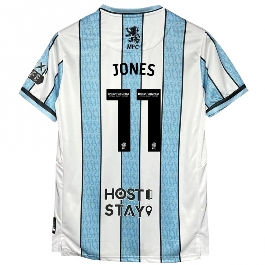 Niño Fútbol Camiseta Isaiah Jones #11 Blanco Azul 2ª Equipación 2024/25 Argentina