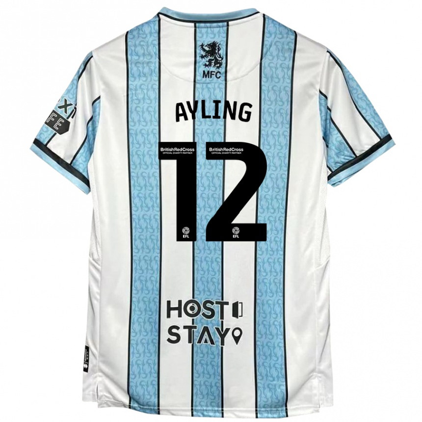 Niño Fútbol Camiseta Luke Ayling #12 Blanco Azul 2ª Equipación 2024/25 Argentina