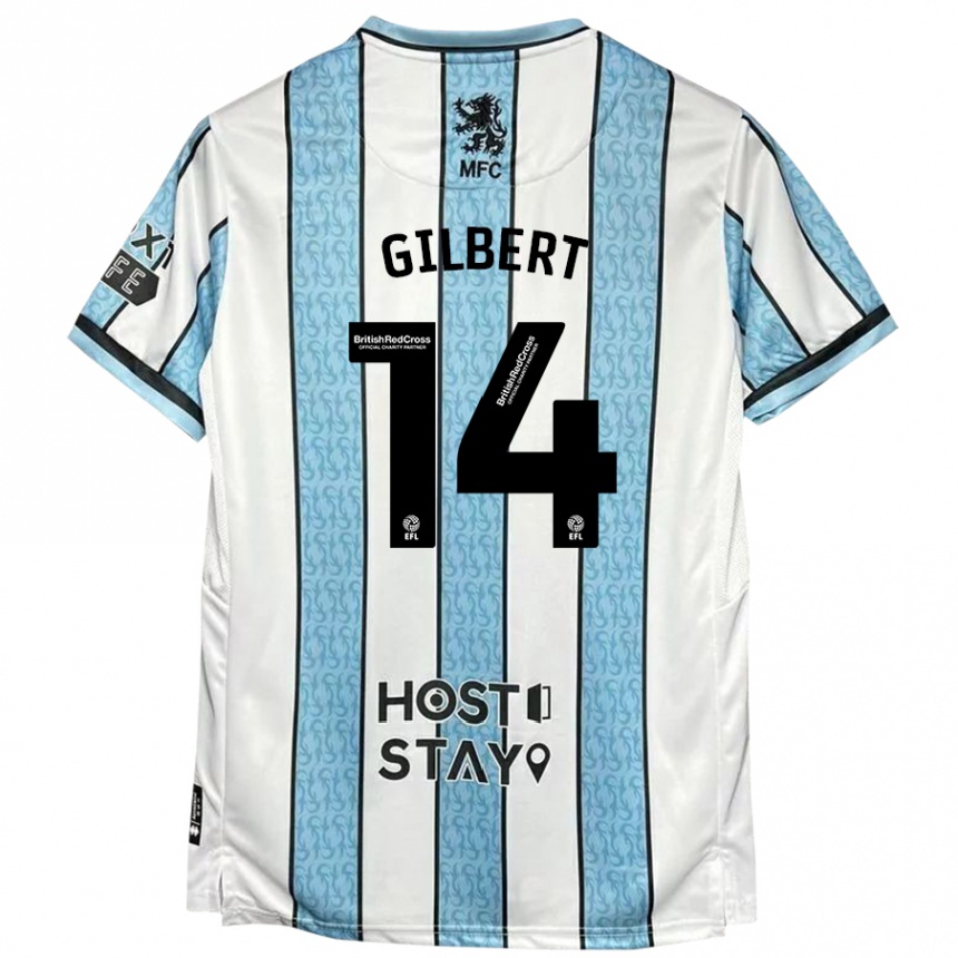 Niño Fútbol Camiseta Alex Gilbert #14 Blanco Azul 2ª Equipación 2024/25 Argentina