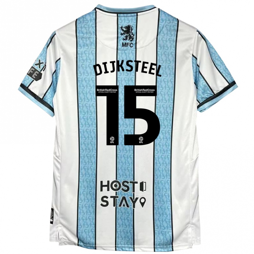 Niño Fútbol Camiseta Anfernee Dijksteel #15 Blanco Azul 2ª Equipación 2024/25 Argentina