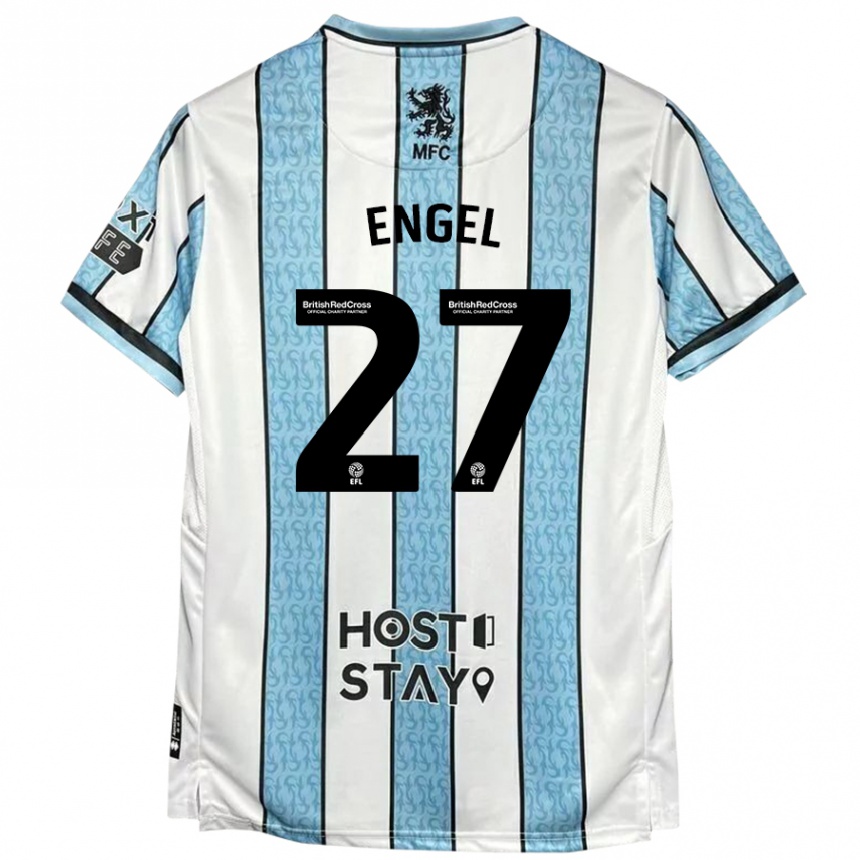 Niño Fútbol Camiseta Lukas Engel #27 Blanco Azul 2ª Equipación 2024/25 Argentina