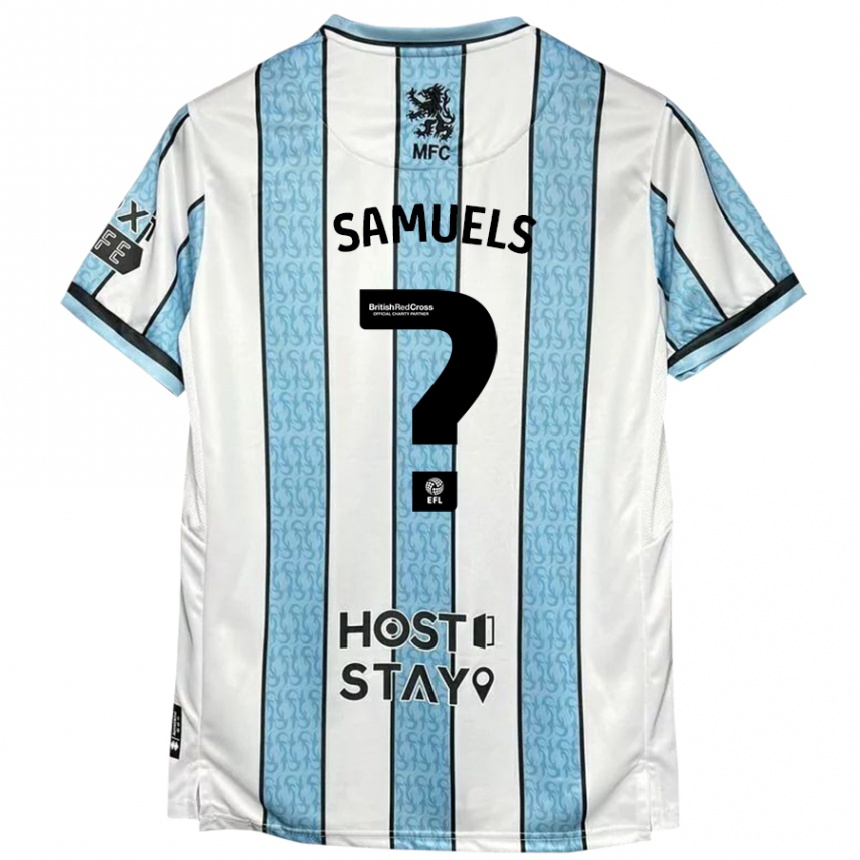 Niño Fútbol Camiseta Oliver Samuels #0 Blanco Azul 2ª Equipación 2024/25 Argentina