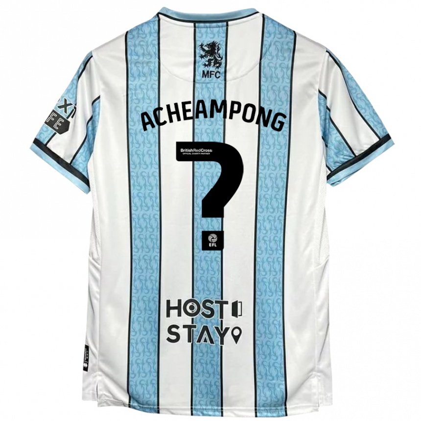 Niño Fútbol Camiseta Prince Acheampong #0 Blanco Azul 2ª Equipación 2024/25 Argentina