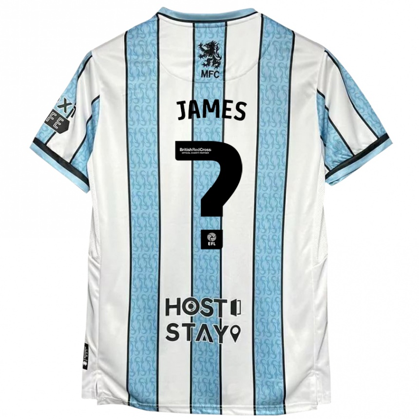 Niño Fútbol Camiseta Daniel James #0 Blanco Azul 2ª Equipación 2024/25 Argentina