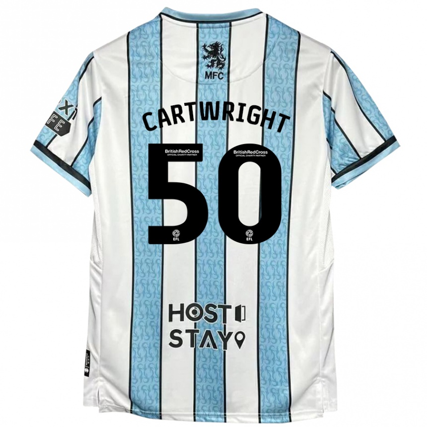 Niño Fútbol Camiseta Fin Cartwright #50 Blanco Azul 2ª Equipación 2024/25 Argentina