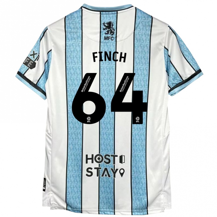 Niño Fútbol Camiseta Sonny Finch #64 Blanco Azul 2ª Equipación 2024/25 Argentina