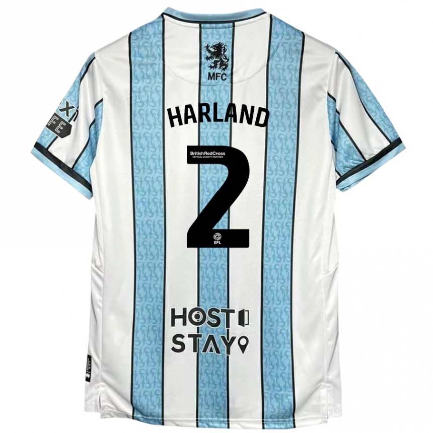 Niño Fútbol Camiseta Jane Harland #2 Blanco Azul 2ª Equipación 2024/25 Argentina