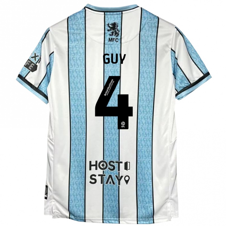 Niño Fútbol Camiseta Bethany Guy #4 Blanco Azul 2ª Equipación 2024/25 Argentina