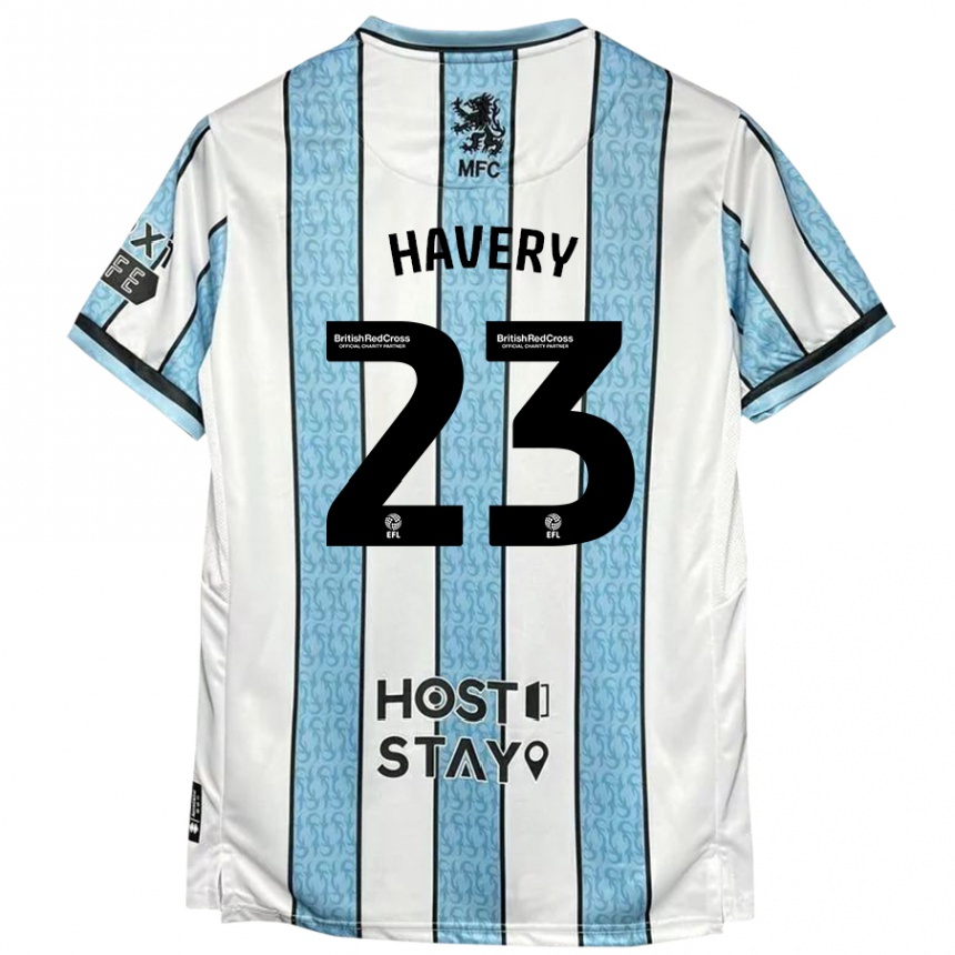 Niño Fútbol Camiseta Nicole Havery #23 Blanco Azul 2ª Equipación 2024/25 Argentina