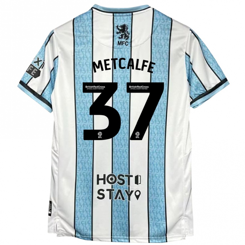 Niño Fútbol Camiseta Max Metcalfe #37 Blanco Azul 2ª Equipación 2024/25 Argentina