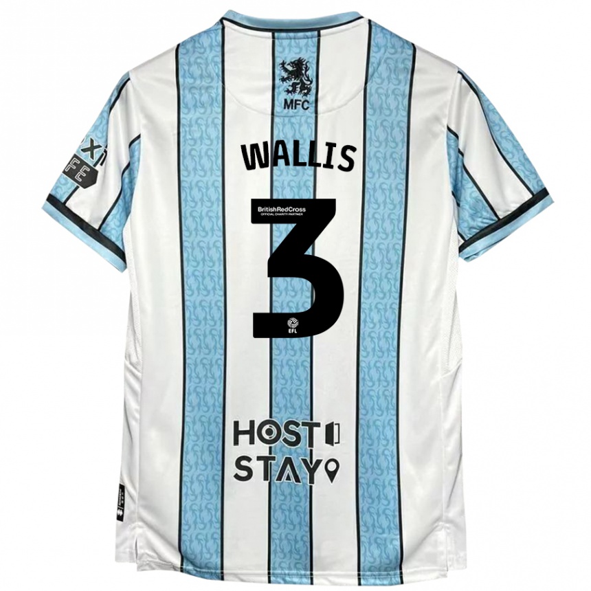 Niño Fútbol Camiseta Emma Wallis #3 Blanco Azul 2ª Equipación 2024/25 Argentina