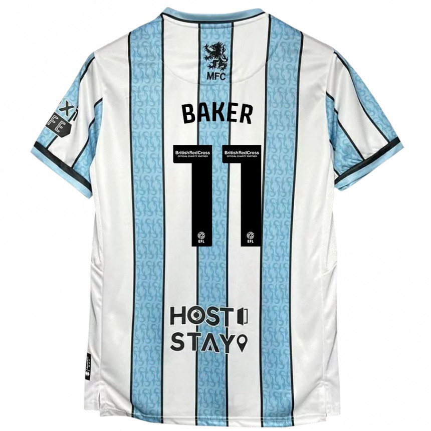 Niño Fútbol Camiseta Ella Baker #11 Blanco Azul 2ª Equipación 2024/25 Argentina