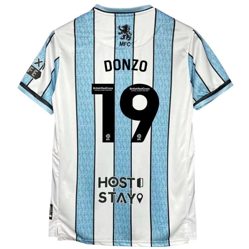 Niño Fútbol Camiseta Jolie Donzo #19 Blanco Azul 2ª Equipación 2024/25 Argentina