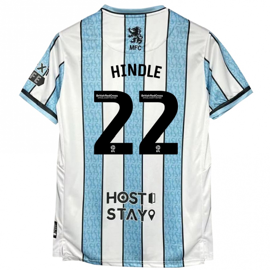 Niño Fútbol Camiseta Rachel Hindle #22 Blanco Azul 2ª Equipación 2024/25 Argentina