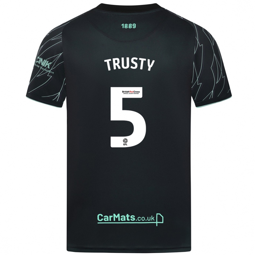 Niño Fútbol Camiseta Auston Trusty #5 Negro Verde 2ª Equipación 2024/25 Argentina