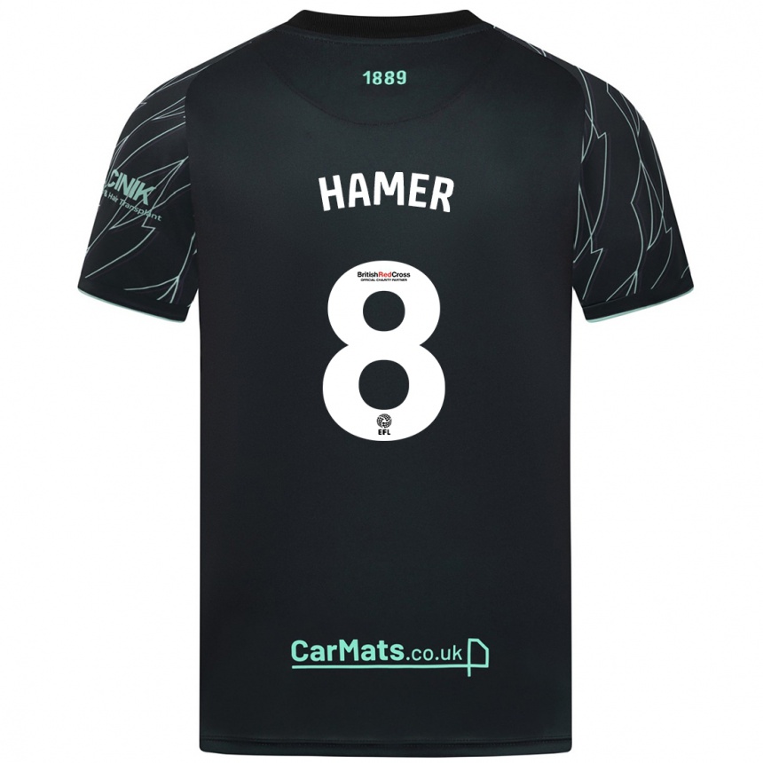 Niño Fútbol Camiseta Gustavo Hamer #8 Negro Verde 2ª Equipación 2024/25 Argentina