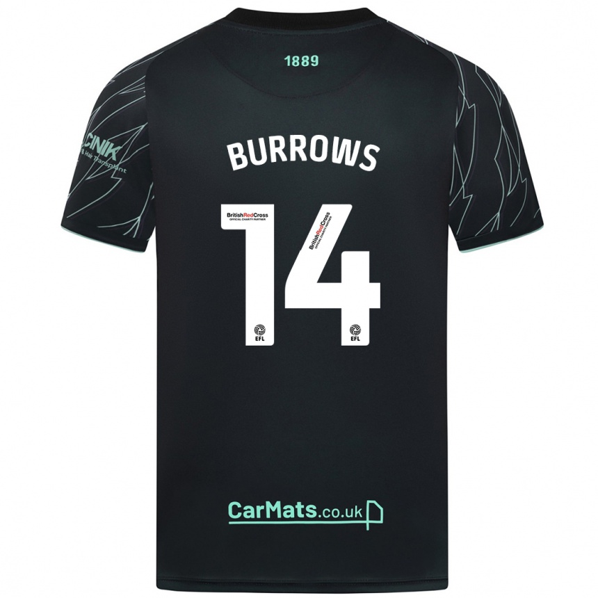 Niño Fútbol Camiseta Harrison Burrows #14 Negro Verde 2ª Equipación 2024/25 Argentina