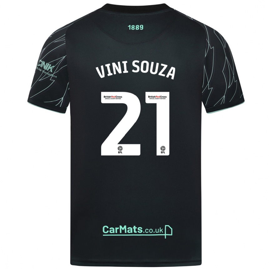 Niño Fútbol Camiseta Vini Souza #21 Negro Verde 2ª Equipación 2024/25 Argentina