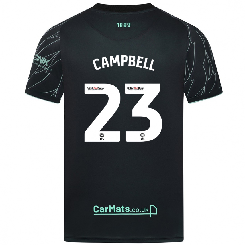 Niño Fútbol Camiseta Tyrese Campbell #23 Negro Verde 2ª Equipación 2024/25 Argentina