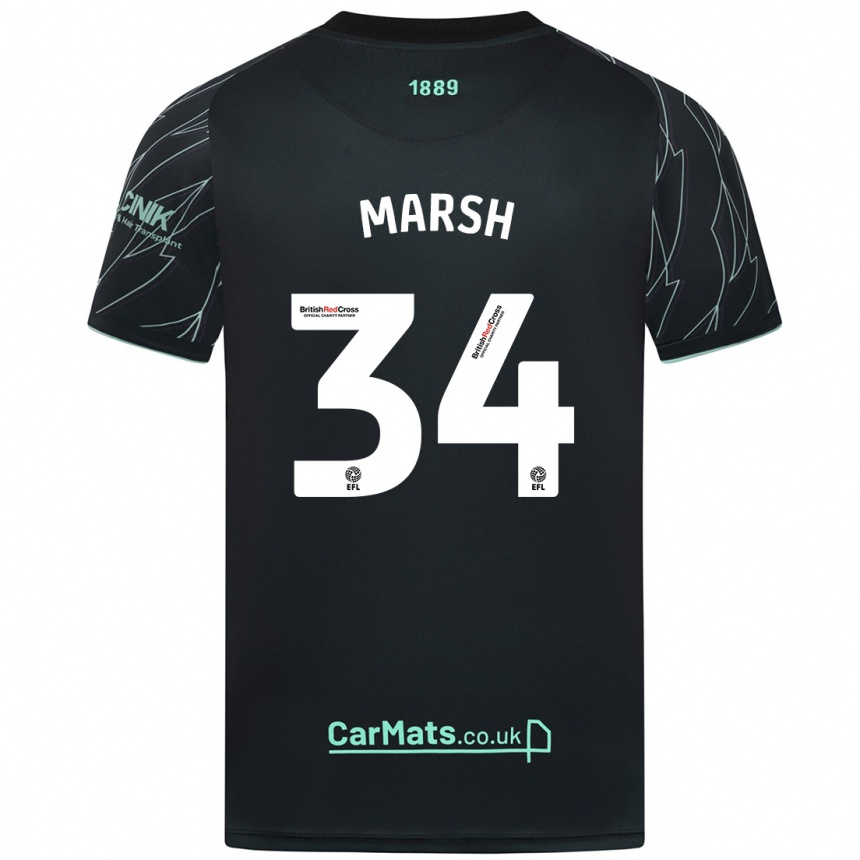 Niño Fútbol Camiseta Louie Marsh #34 Negro Verde 2ª Equipación 2024/25 Argentina