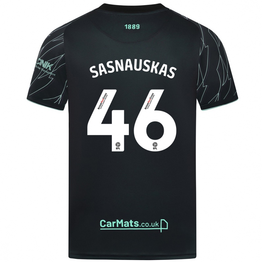 Niño Fútbol Camiseta Dovydas Sasnauskas #46 Negro Verde 2ª Equipación 2024/25 Argentina