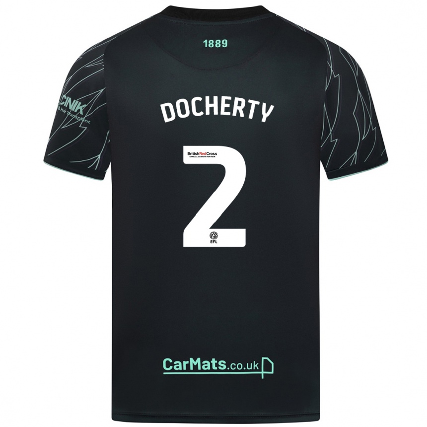 Niño Fútbol Camiseta Charley Docherty #2 Negro Verde 2ª Equipación 2024/25 Argentina