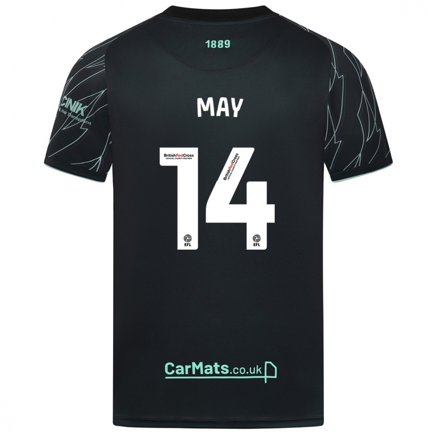 Niño Fútbol Camiseta Ellie May #14 Negro Verde 2ª Equipación 2024/25 Argentina