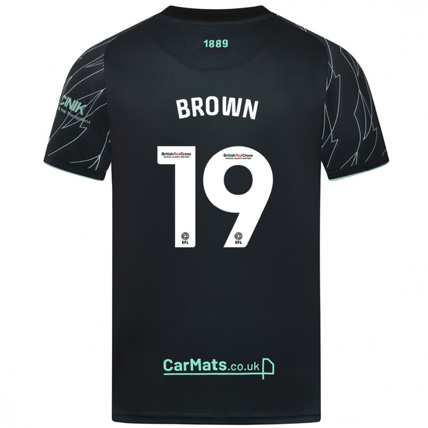 Niño Fútbol Camiseta Alanta Brown #19 Negro Verde 2ª Equipación 2024/25 Argentina