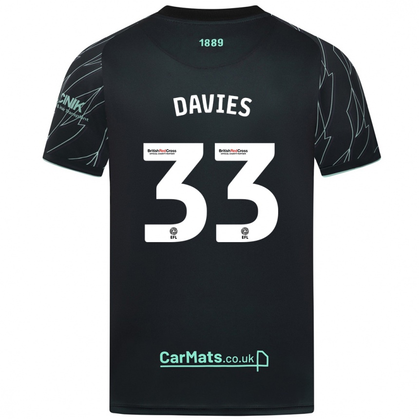 Niño Fútbol Camiseta Bethan Davies #33 Negro Verde 2ª Equipación 2024/25 Argentina