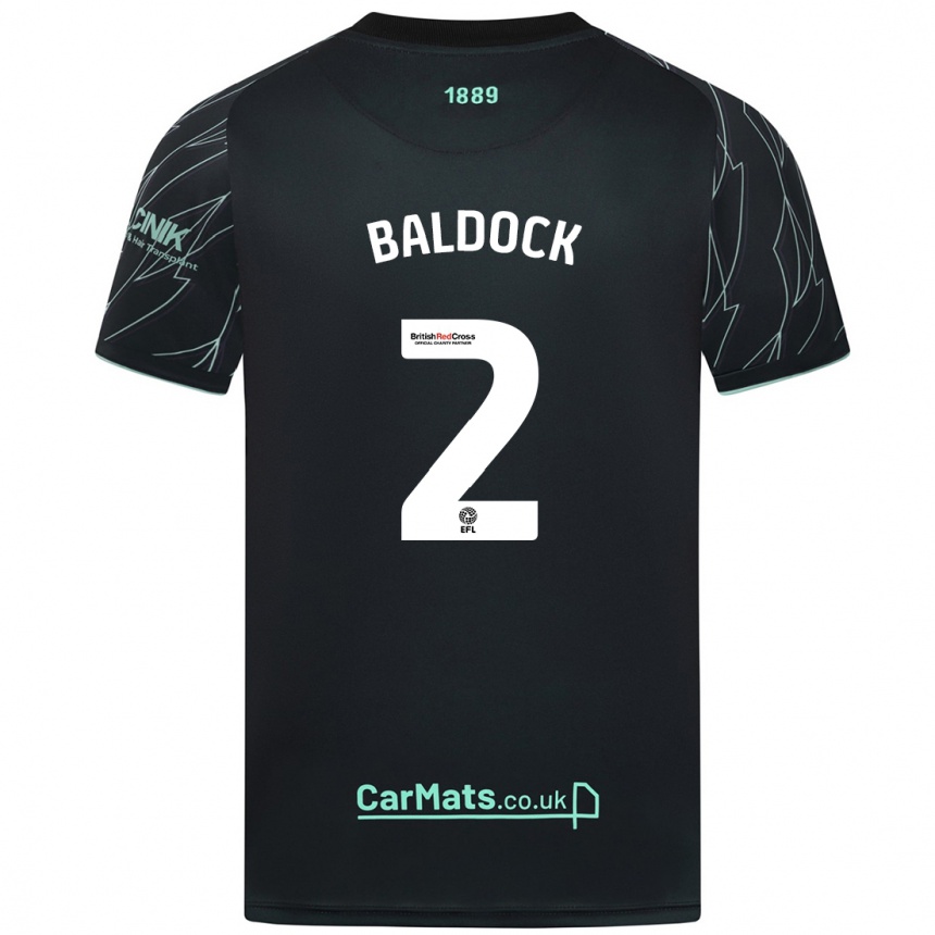 Niño Fútbol Camiseta George Baldock #2 Negro Verde 2ª Equipación 2024/25 Argentina